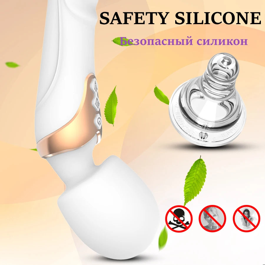 Vibrador de varinha Bulaja com motor duplo | Massajador clitoriano e de ponto G com 10 modos