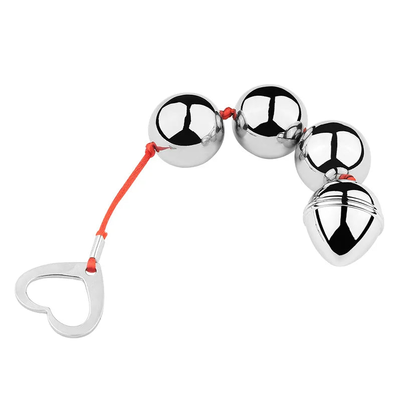 Plug anal em aço inoxidável com contas