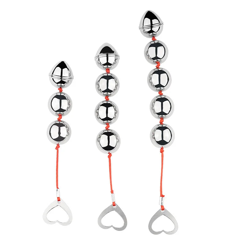 Plug anal em aço inoxidável com contas