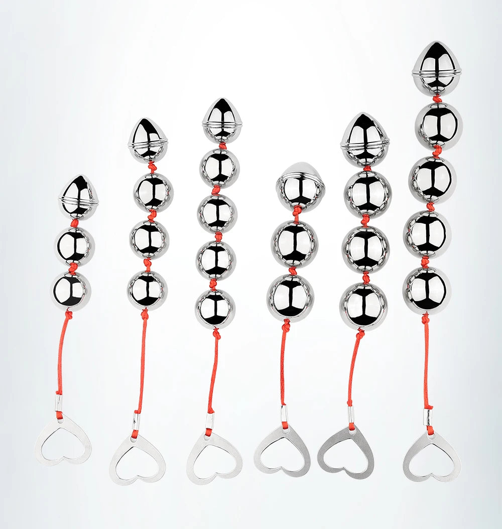 Plug anal em aço inoxidável com contas